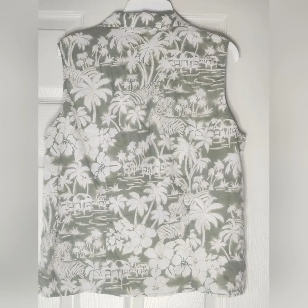Vtg Erika XL 90s Hawaiian Tropical Print BeachTheme Button Down Women's Shirt